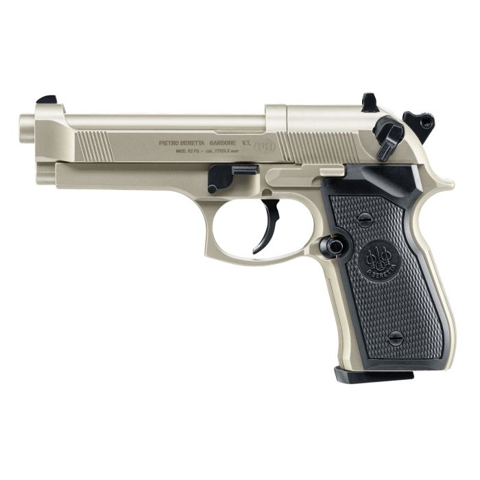 Pistolet Beretta 92FS nickel plaquettes noires