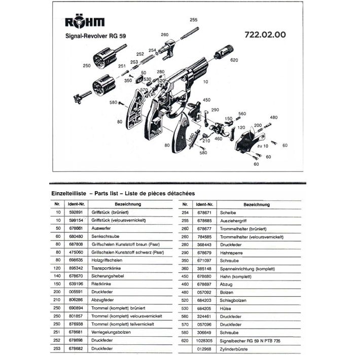 Pièce détachée Umarex ref. 722.40.09.1 Ressort verrou barillet Rohm
