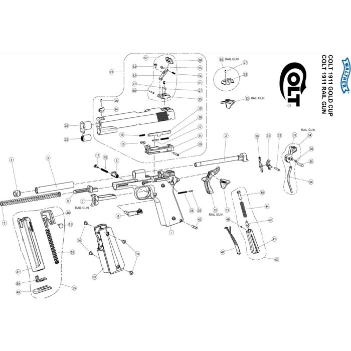 Pièce détachée Umarex ref. 517.400.05.0 Verrou ressort rappel Colt 1911