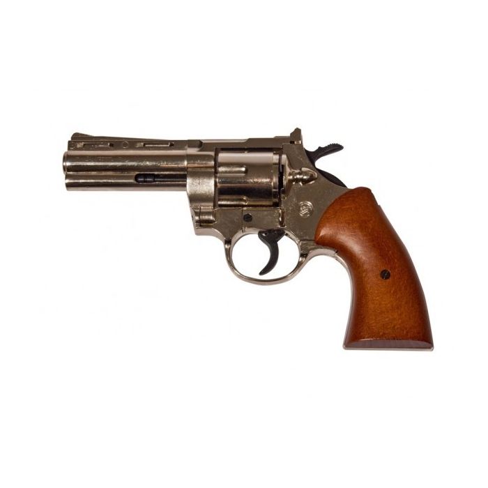 Revolver Bruni Magnum chromé calibre 9mm a blanc crosse bois