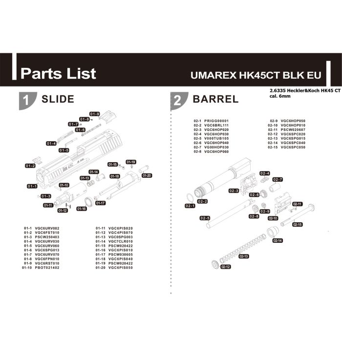 Pièce détachée Umarex réf. 2.6335.60.03 Soupape de remplissage HK45 CT