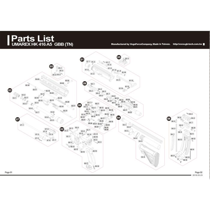 Pièce détachée Umarex réf. 2.6384.50.02 Manchon canon HK416 A5