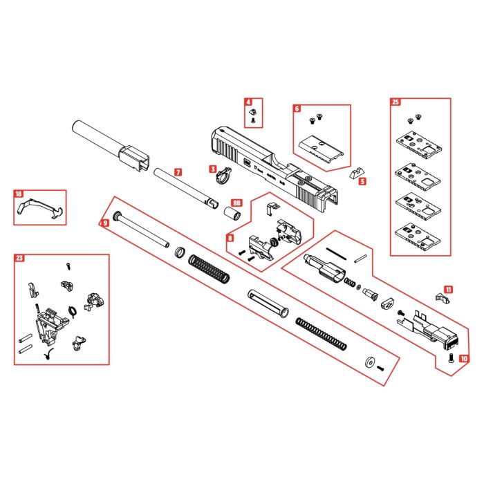 Pièce détachée Umarex réf. 91.40.0008 Nozzle ass. Glock 17 GEN5 airsoft