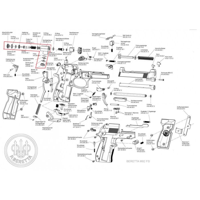 Valve complète pistolet Beretta 92FS 4,5mm