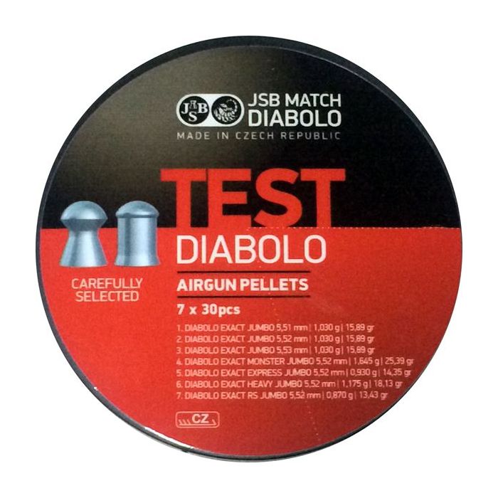 Plombs JSB Exact Test calibre 5.5mm 7 modèles x 30 plombs 