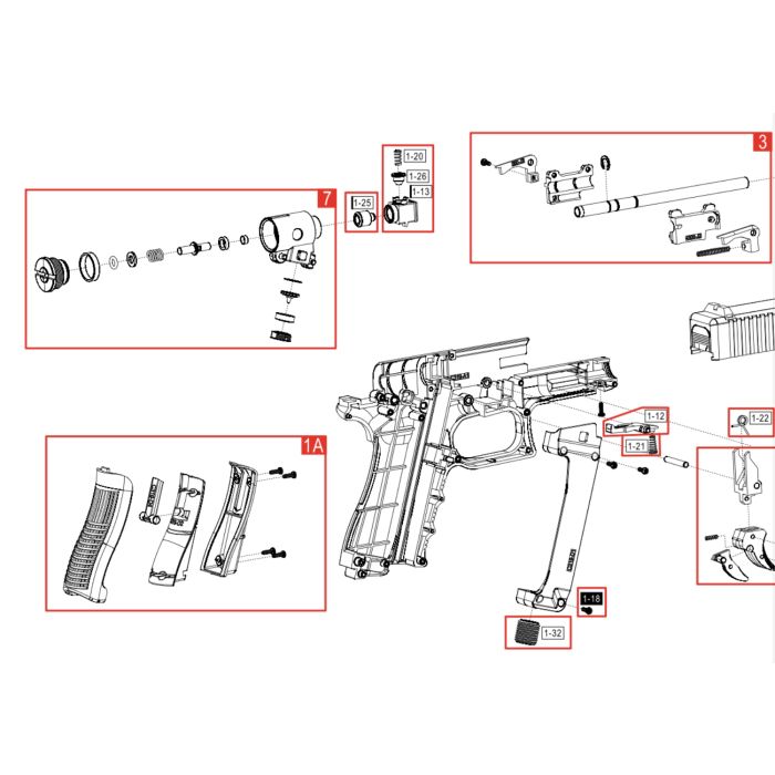 Pièce détachée Umarex réf. 81.10.0145 Dos poignée avec clé Glock 19 airgun et airsoft
