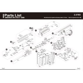 Pièce détachée Umarex réf. 2.5783.10.13 Talon poignée HK416D