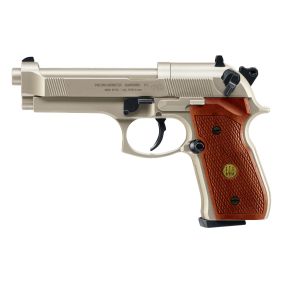 Pistolet CO2 à plomb Beretta 92FS nickel plaquettes bois