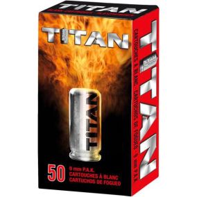 Cartouches a blanc cal. 9mm PAK Pistolet x 50 Perfecta Titan