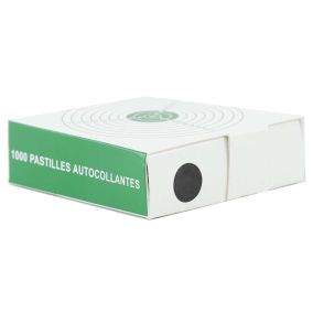Pastilles autocollantes 15mm noires x 1000 Patchs