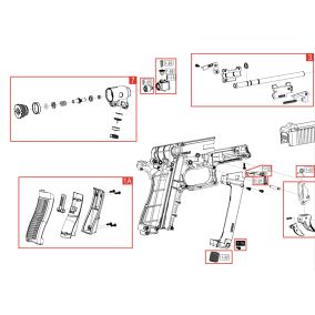 Pièce détachée Umarex réf. 81.10.0145 Dos poignée avec clé Glock 19 airgun et airsoft