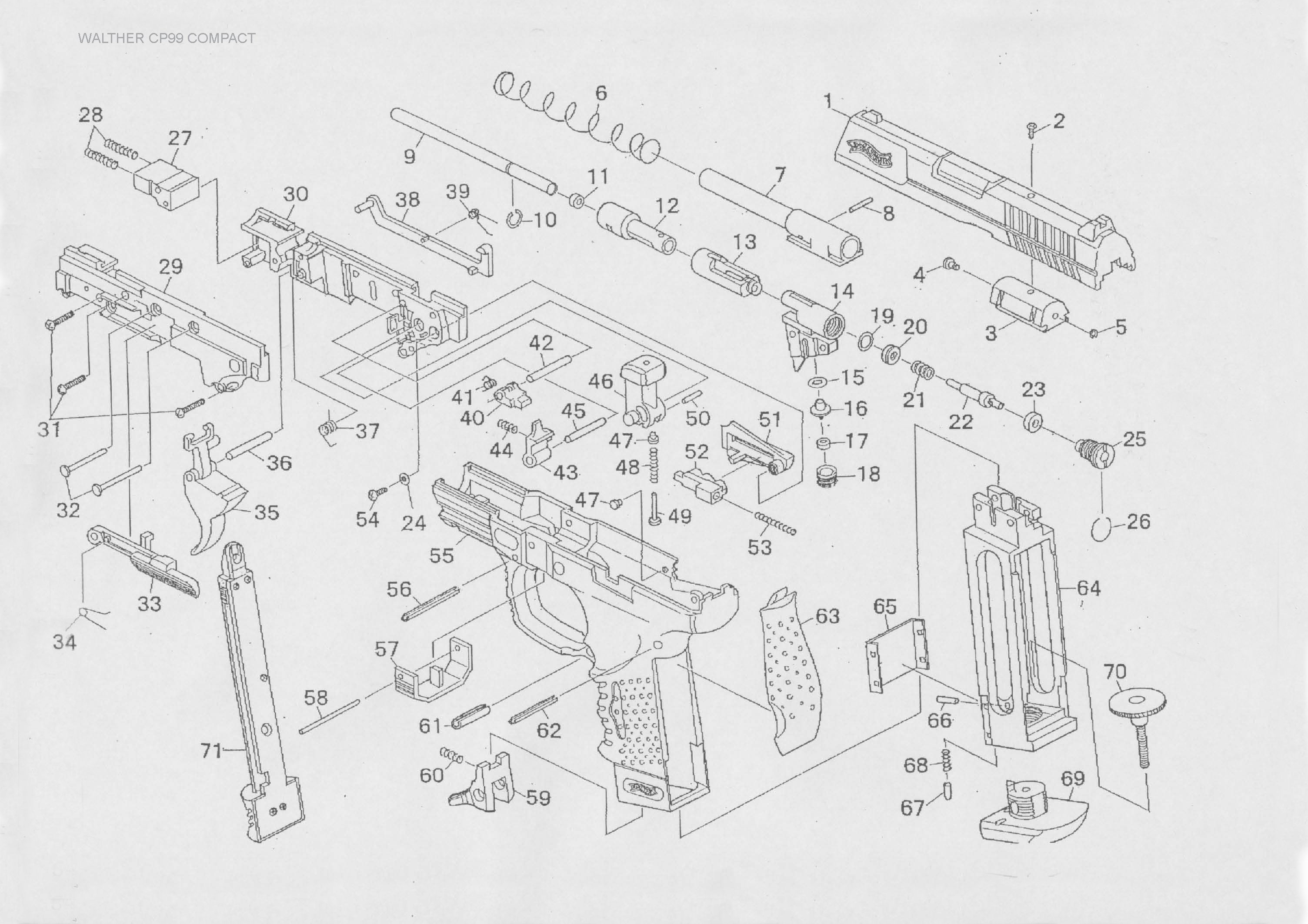 Spare parts list. Схема пневматическом пистолете Daisy 5501.