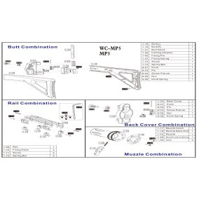 Pièce détachée Umarex ref. 5.8159.1-15 Crosse assemblée HK MP5 Airgun